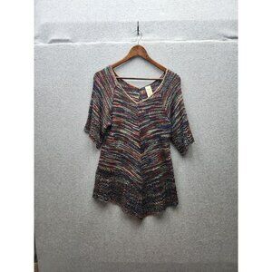 Multicolor Knit Top Faded Glory M 8-10 Acrylic Womens Lightweight Short Sleeve S